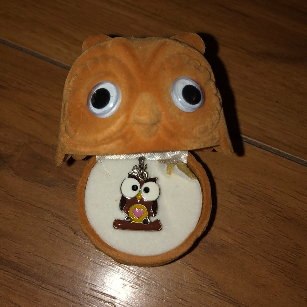 Owl necklace w/ chain and case